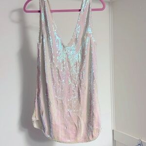 Free People Intimately White Pink Sequin Top